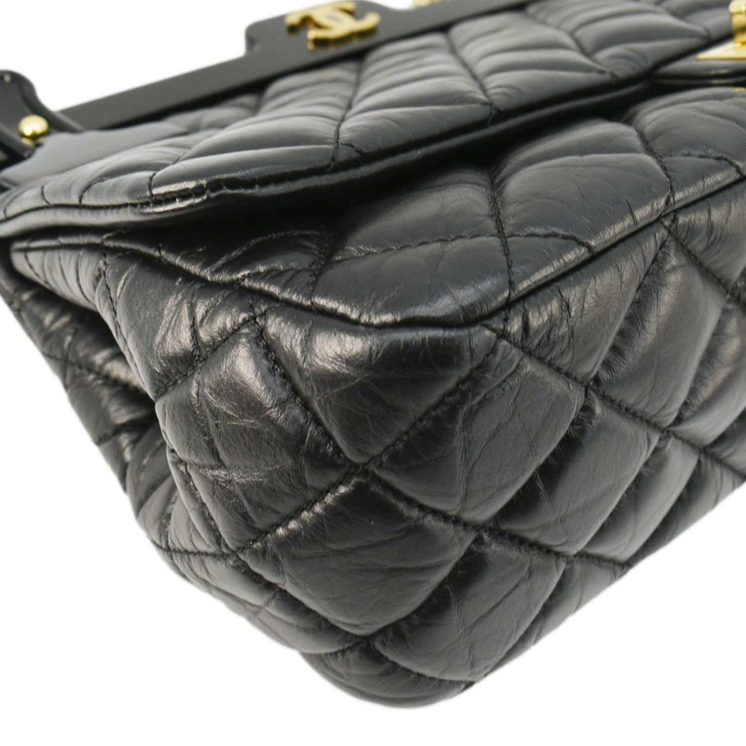 CHANEL 2.55 Reissue Hanger Flap Quilted Leather Crossbody Bag Black
