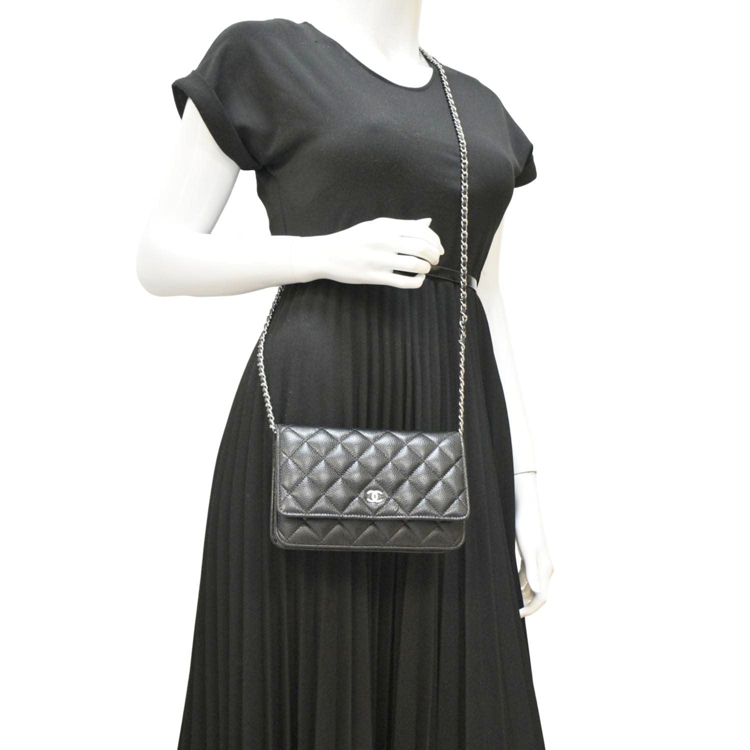 CHANEL WOC Quilted Leather Caviar Crossbody Bag Black