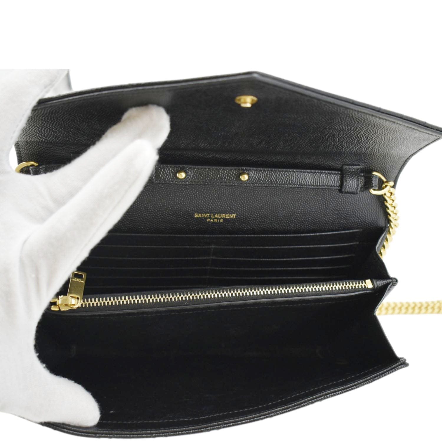 YVES SAINT LAURENT WOC Mixed Matelasse Leather Shoulder Bag Black