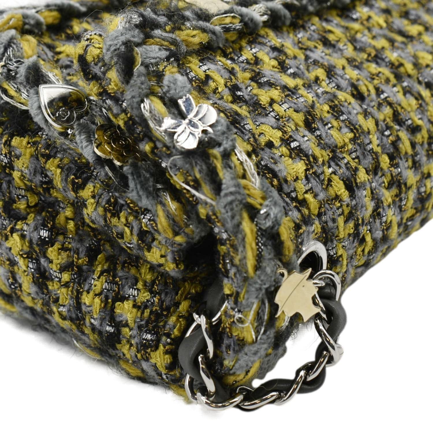 CHANEL Braided Charms Tweed Small Flap Crossbody Bag Multicolor