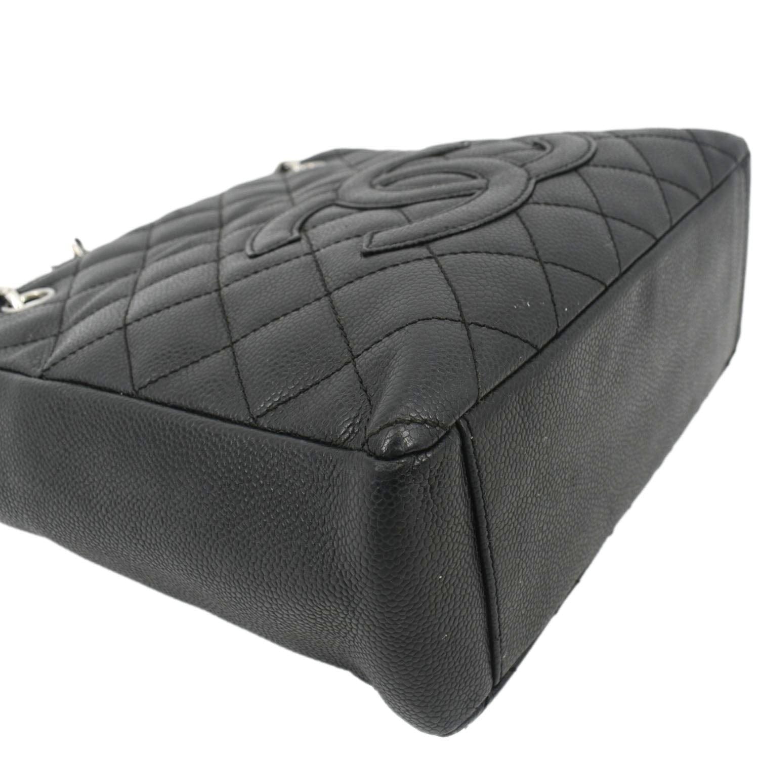 CHANEL PST Caviar Leather Quilted Shopping Tote Bag Black