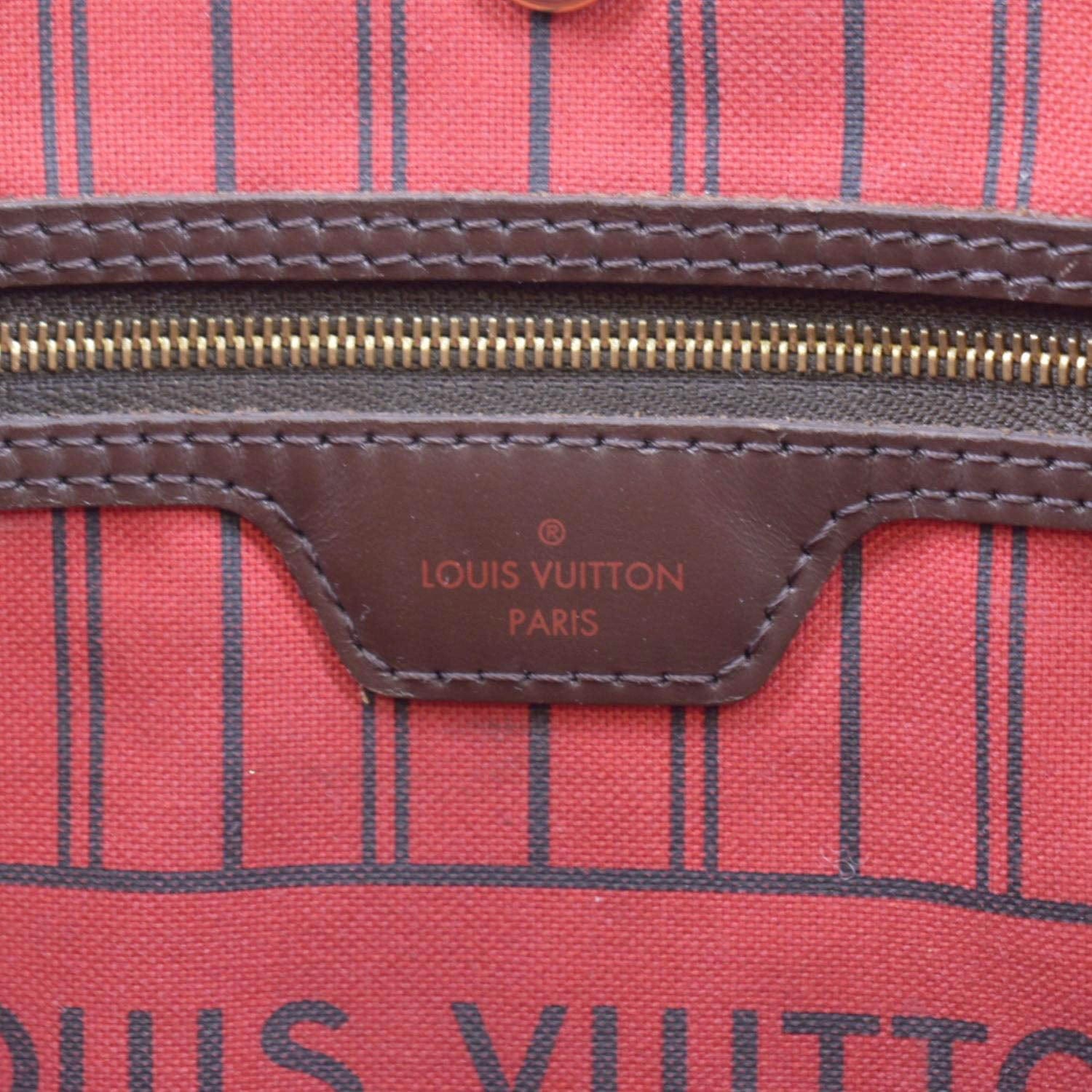 LOUIS VUITTON Neverfull MM Damier Ebene Tote Bag Brown
