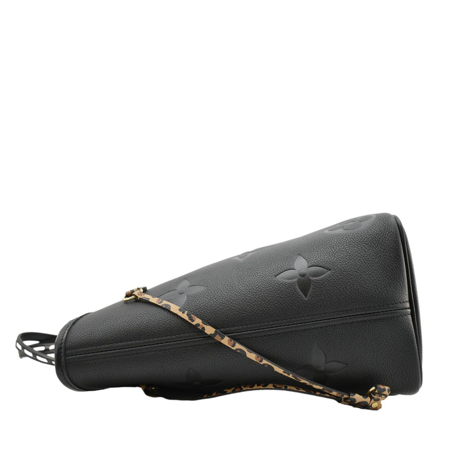 LOUIS VUITTON Neverfull MM Wild At Heart Monogram Empreinte Leather Tote Bag Black