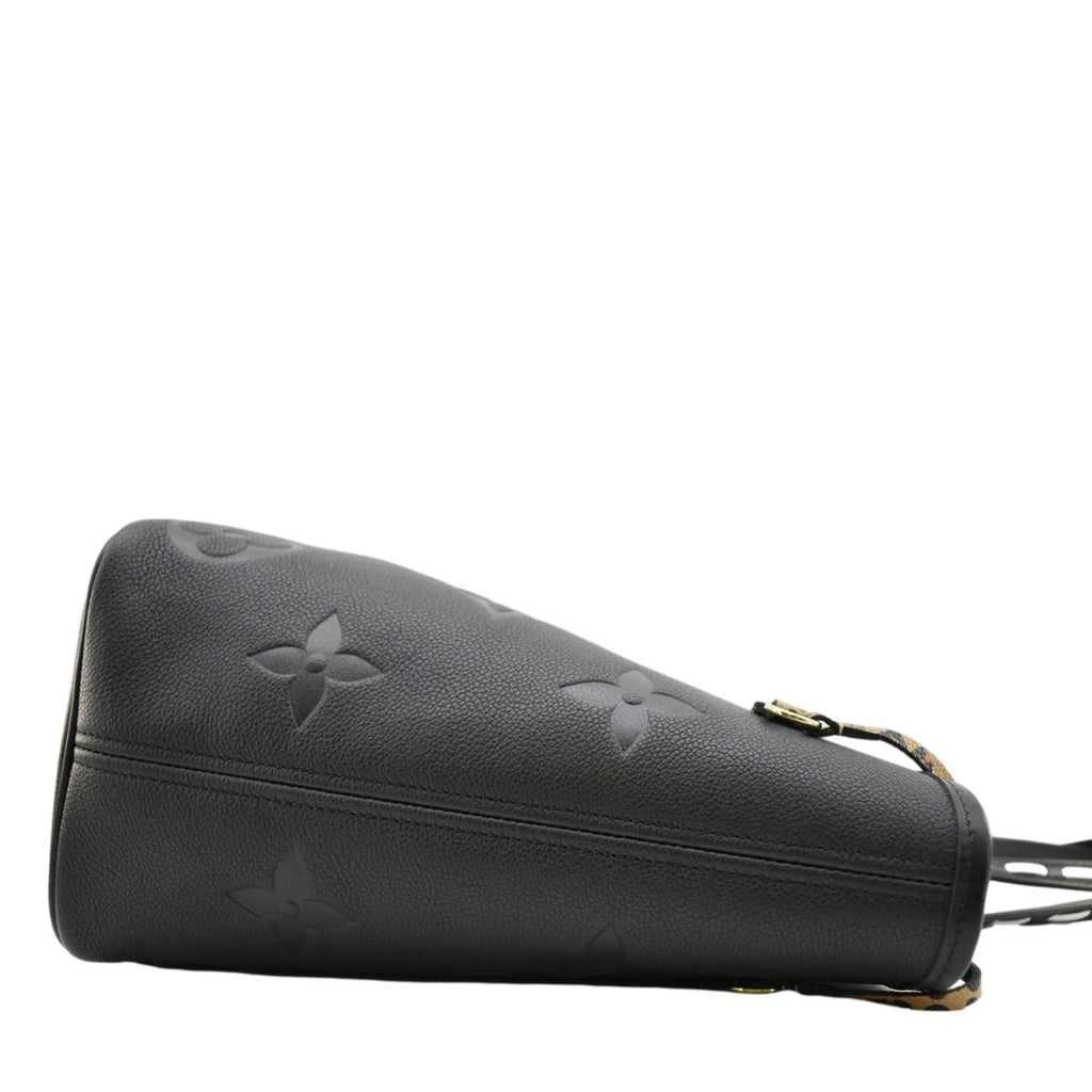 LOUIS VUITTON Neverfull MM Wild At Heart Monogram Empreinte Leather Tote Bag Black