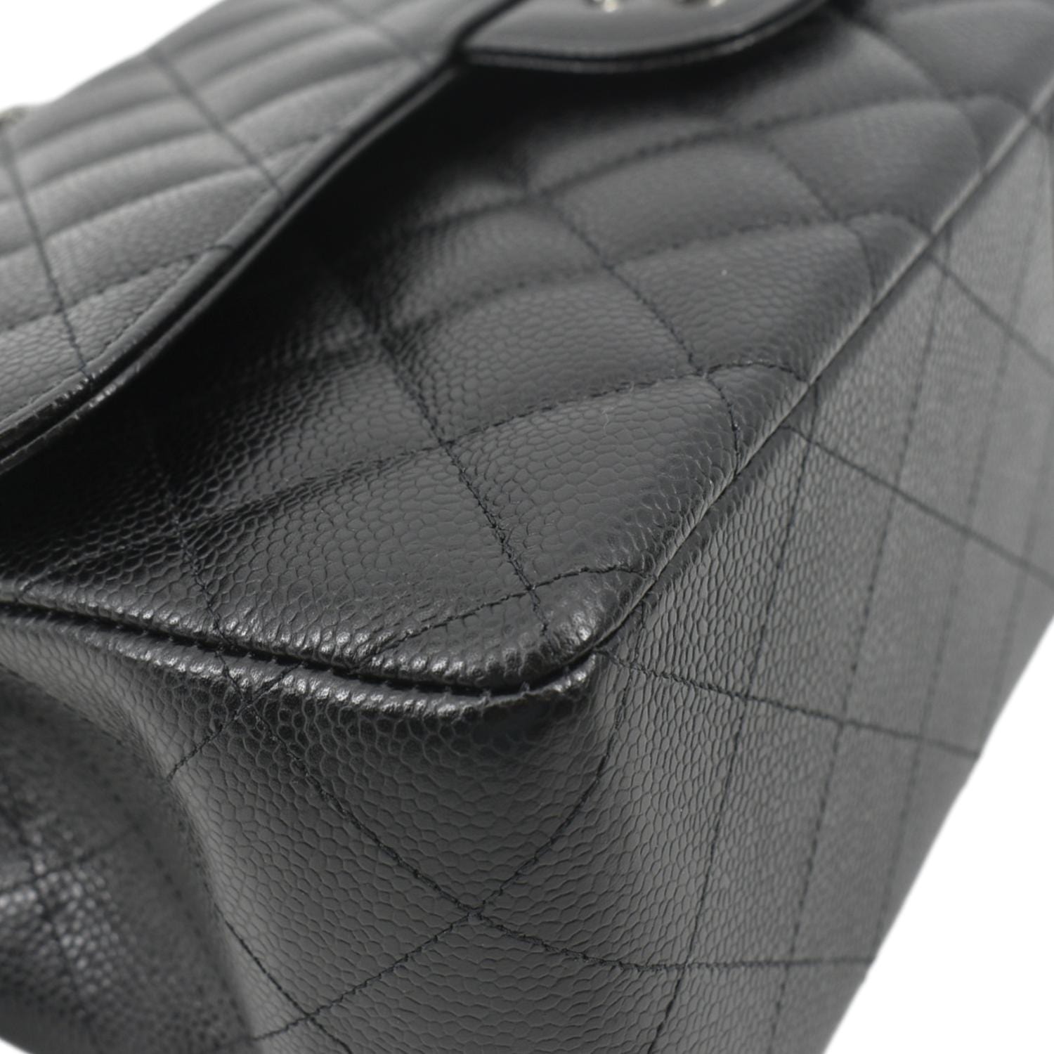 CHANEL Classic Large Double Flap Quilted Leather Shoulder Bag Black