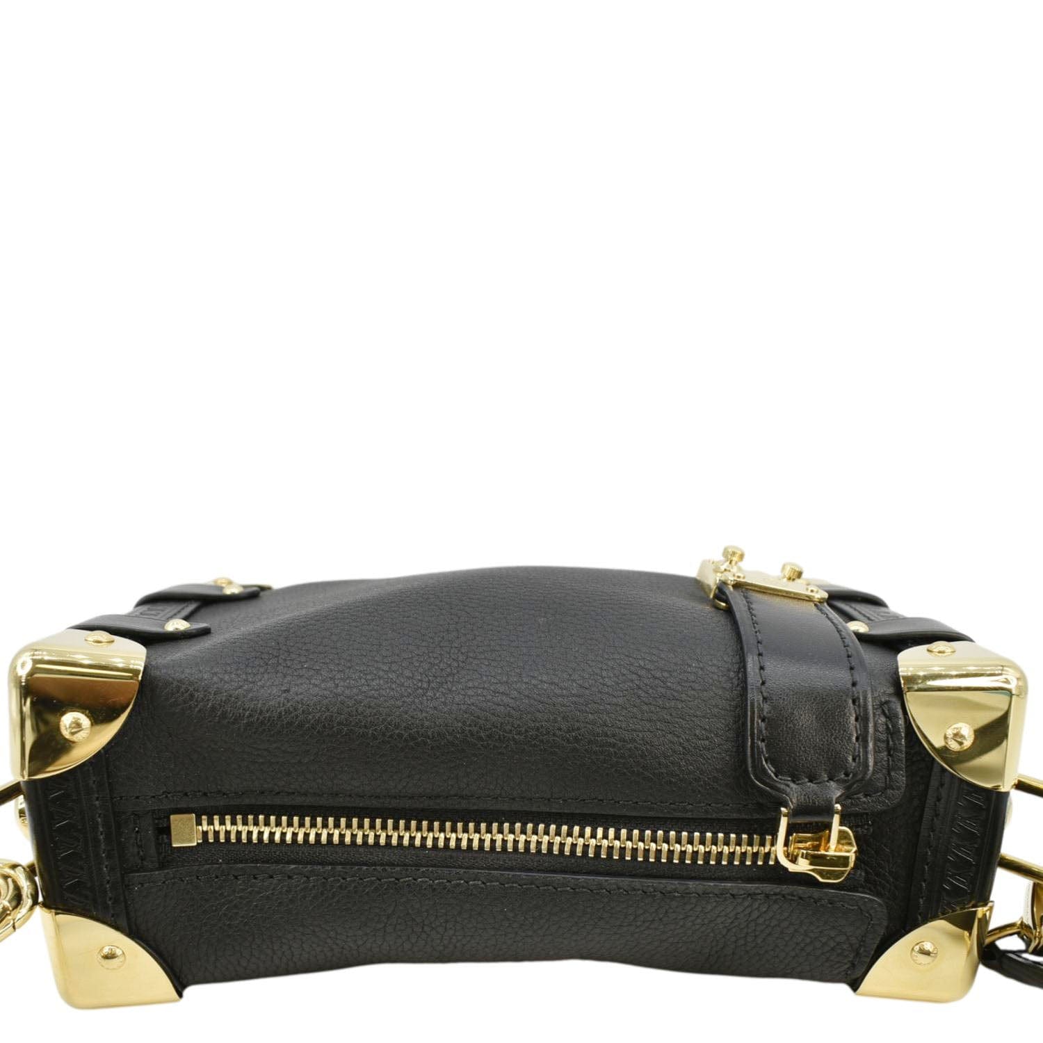 LOUIS VUITTON Side Trunk PM Grained Calf Leather Tote Bag Black