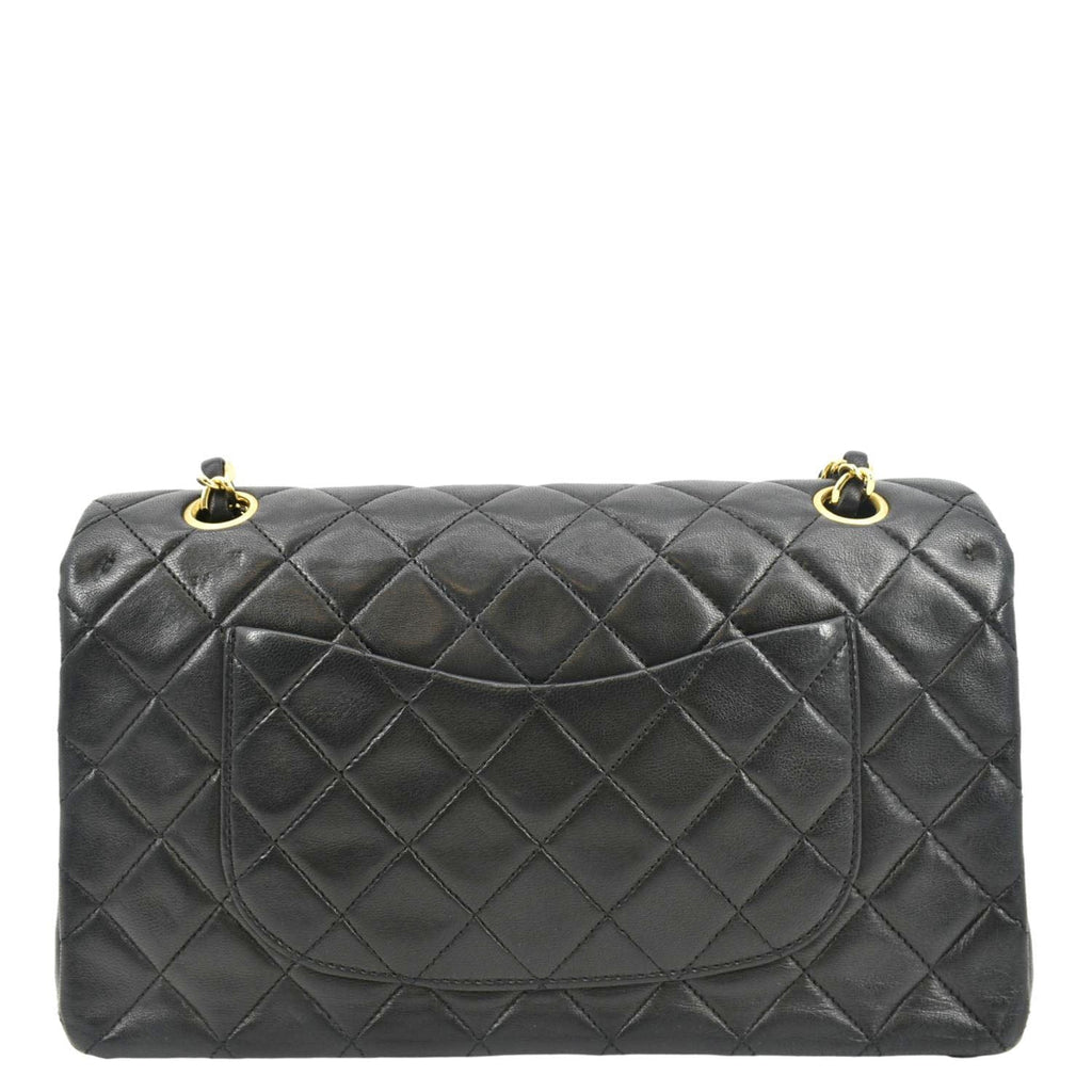 CHANEL Classic Medium Double Flap Leather Shoulder Bag Black