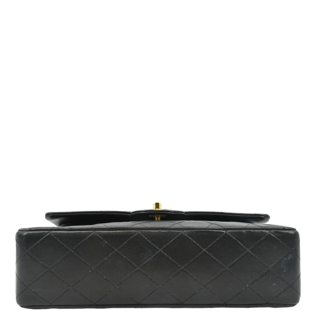 CHANEL Classic Medium Double Flap Leather Shoulder Bag Black