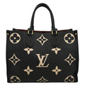 LOUIS VUITTON Onthego MM Giant Monogram Leather Tote Shoulder Bag Bicolor