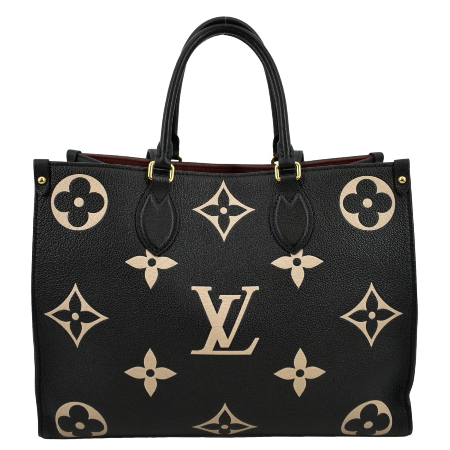 LOUIS VUITTON Onthego MM Giant Monogram Leather Tote Shoulder Bag Bicolor