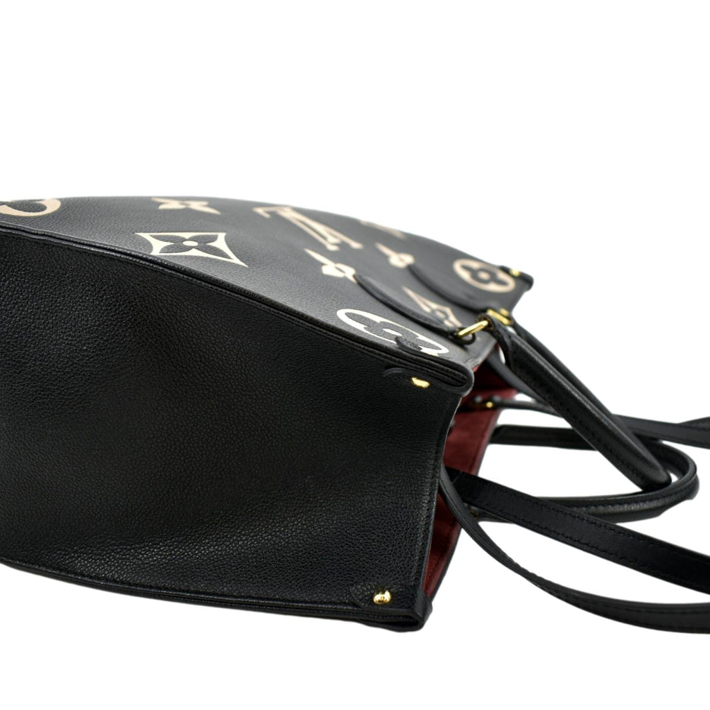 LOUIS VUITTON Onthego MM Giant Monogram Leather Tote Shoulder Bag Bicolor