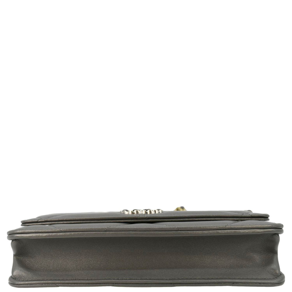CHANEL 19 WOC Quilted Leather Wallet On Chain Grey