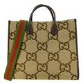 GUCCI Jumbo GG Canvas Tote Shoulder Bag Beige 678839