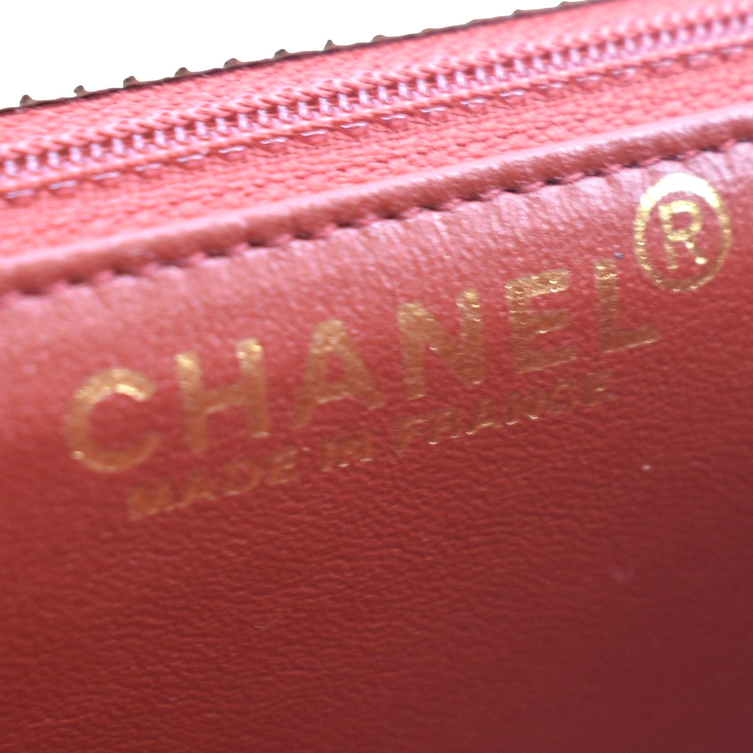 CHANEL Vintage Flap Perforated Leather Top Handle Shoulder Bag Beige