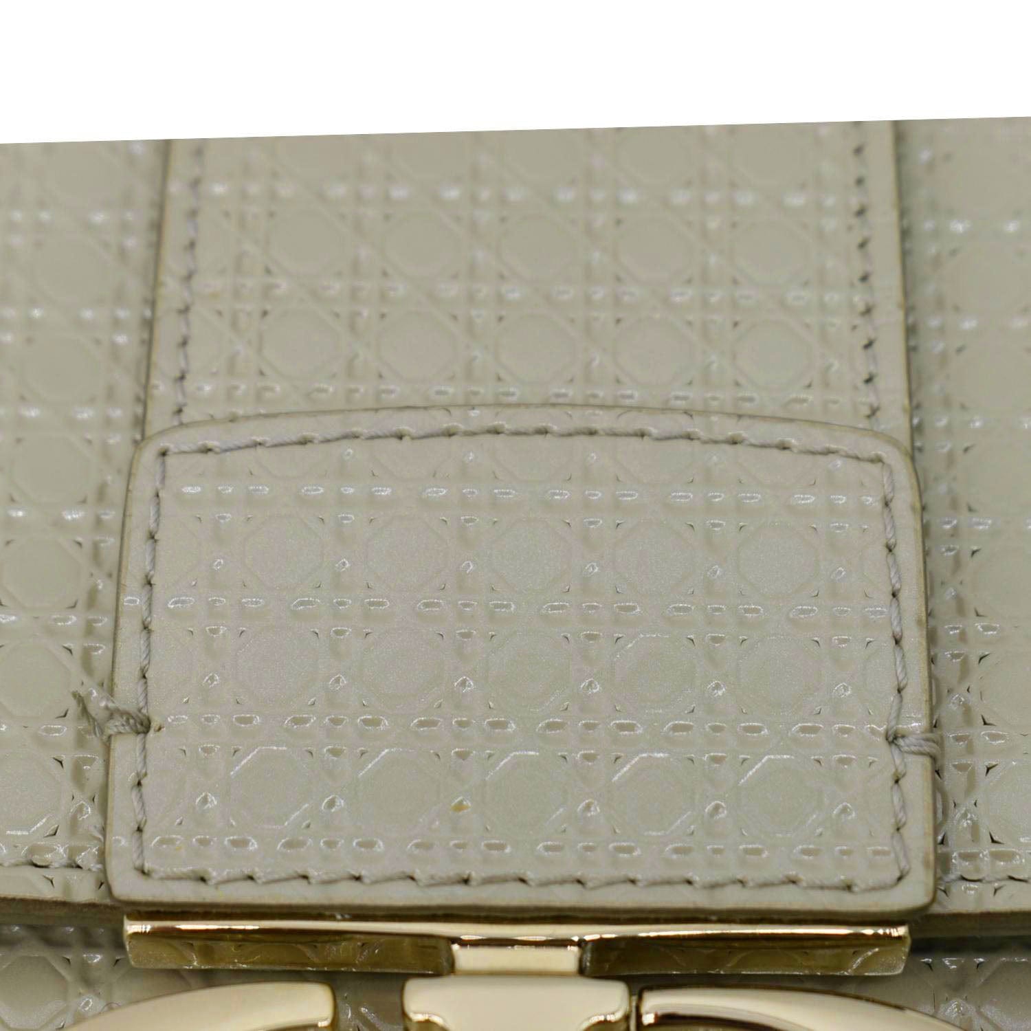 CHRISTIAN DIOR Micro Cannage 30 Montaigne Patent Leather Crossbody Bag Light Beige