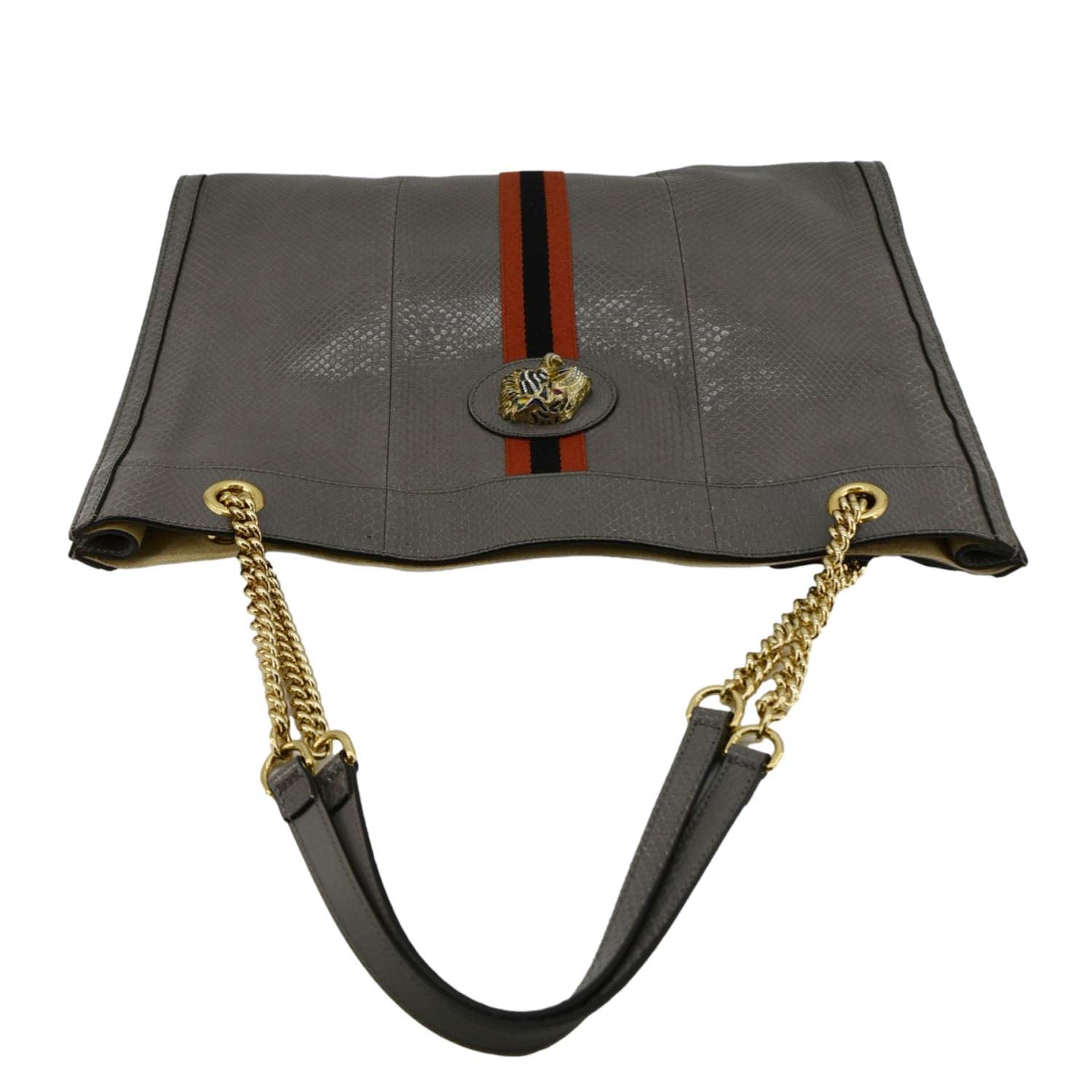 GUCCI Rajah Large Snakeskin Leather Tote Bag 537219