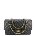 CHANEL Classic Double Flap Medium Quilted Leather Shoulder Bag Black