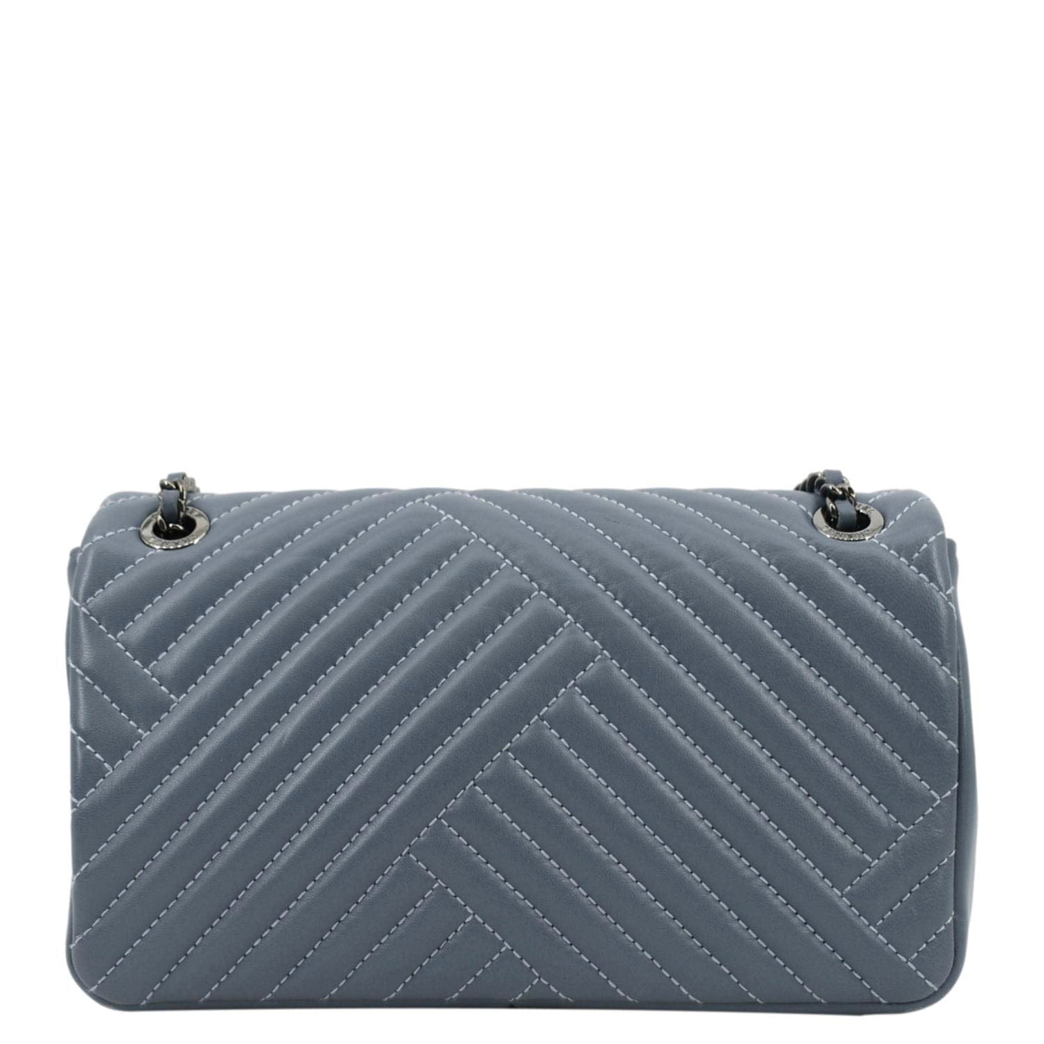 CHANEL CC Small Crossing Flap Quilted Leather Shoulder Bag Blue