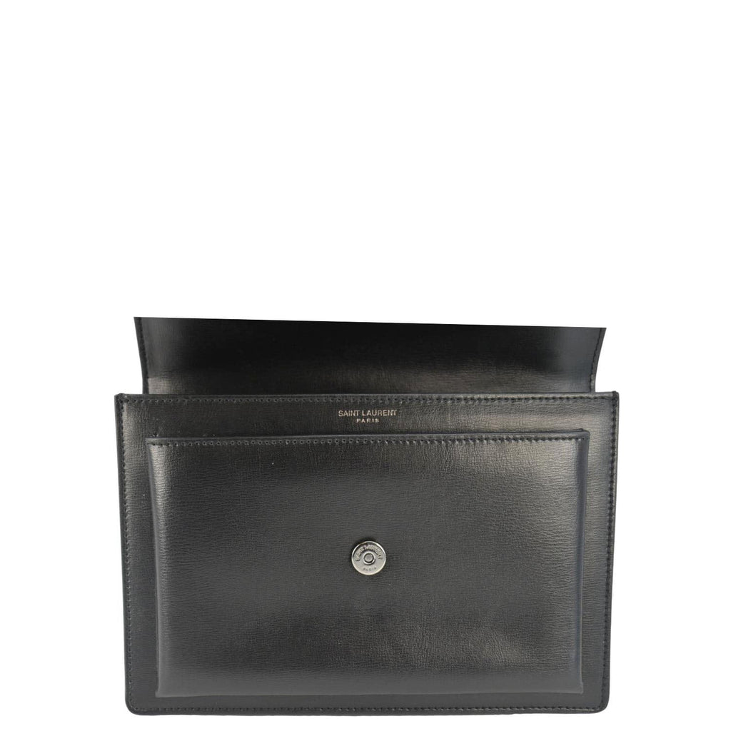 YVES SAINT LAURENT Sunset Medium Leather Shoulder Bag Black