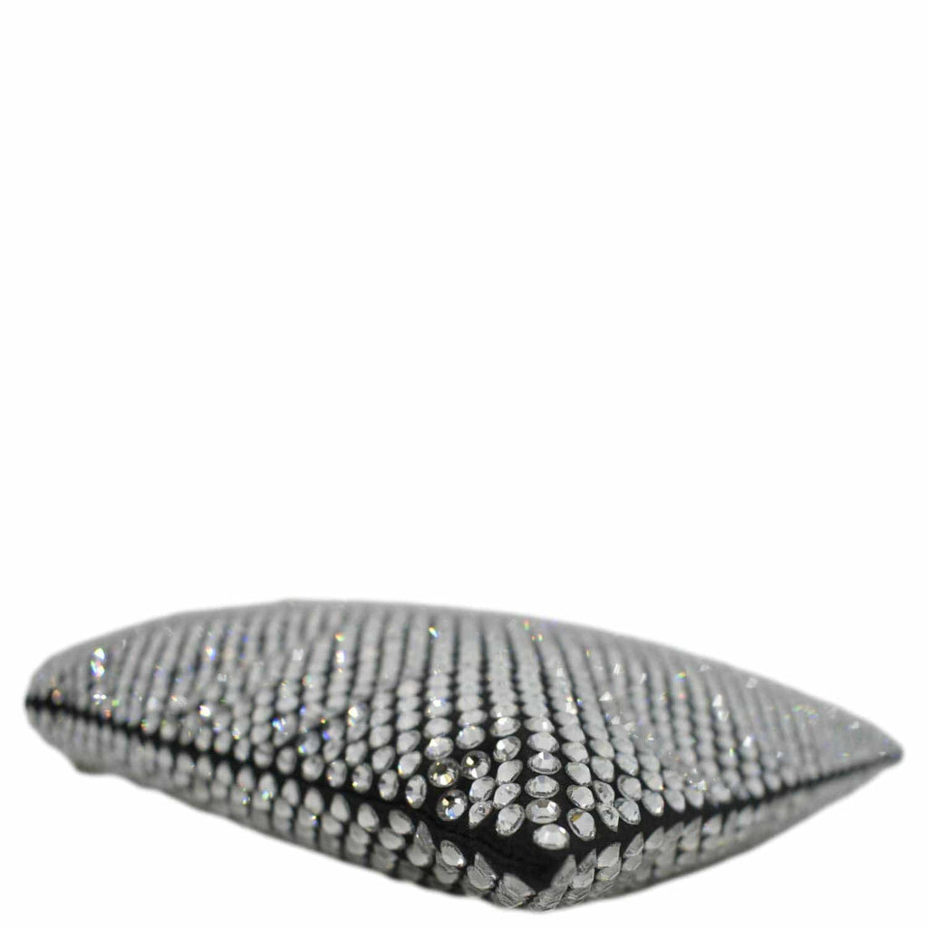 PRADA Chain Flat Mini Crystal Embellished Satin Tote Bag Silver
