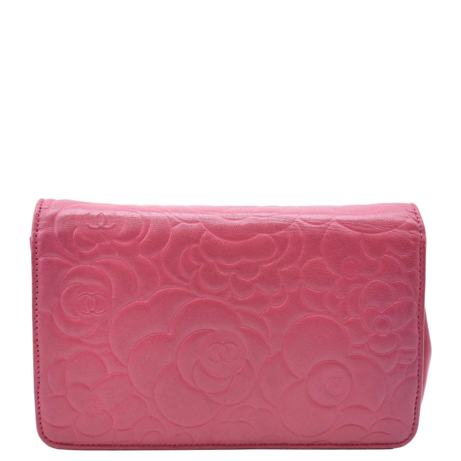 CHANEL Camellia Wallet On Chain Leather Crossbody Bag Fuchsia