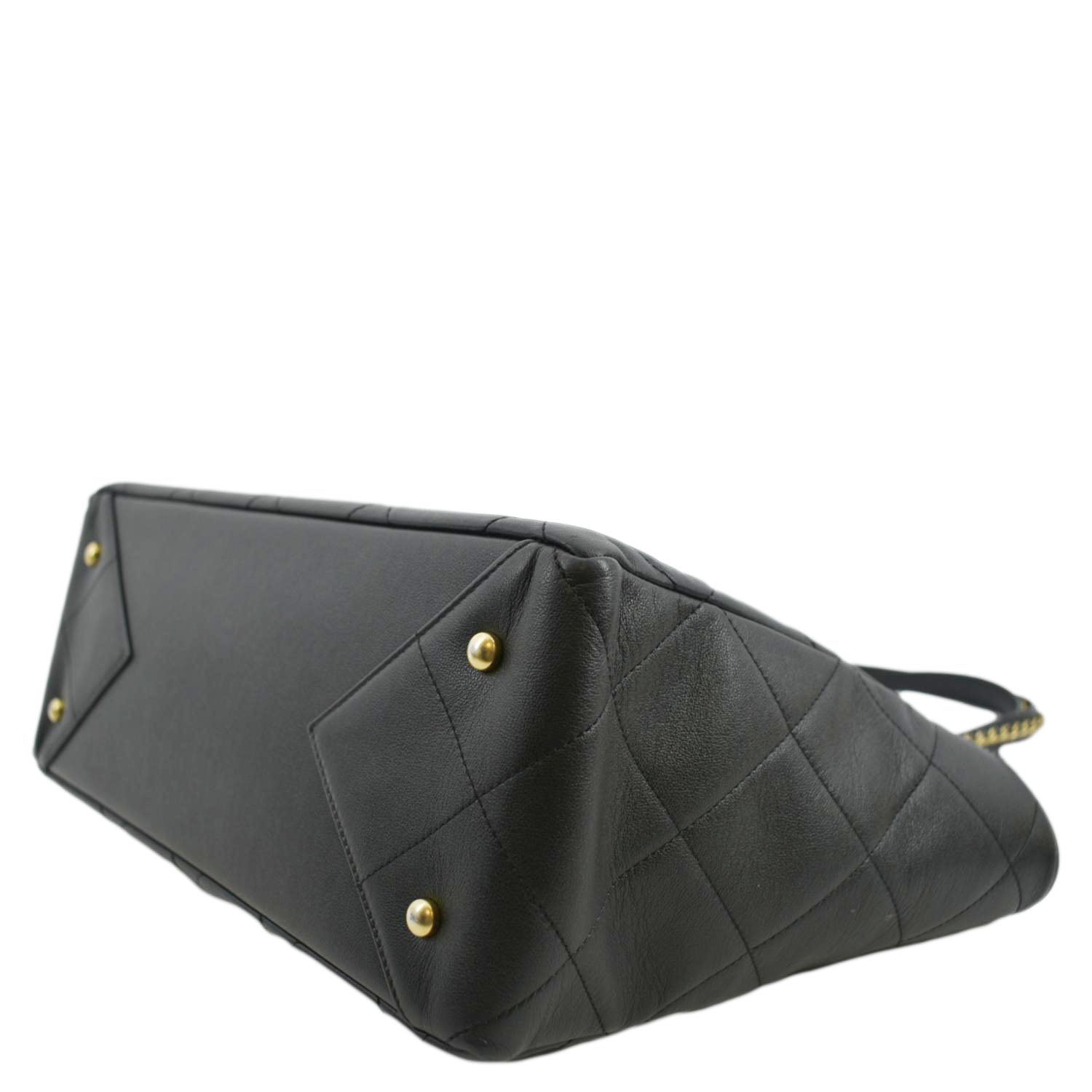 CHANEL Shopping Quilted Leather Tote Bag Black