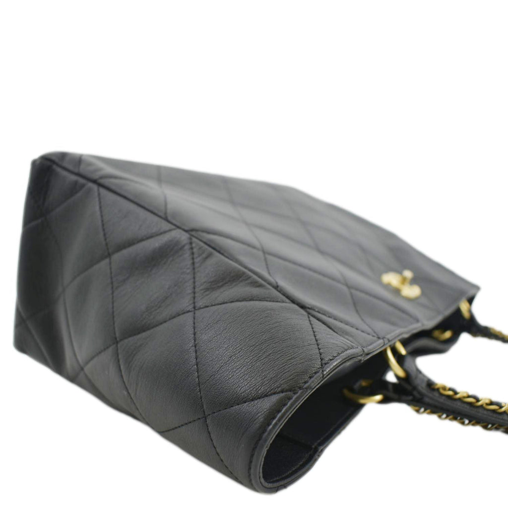 CHANEL Shopping Quilted Leather Tote Bag Black