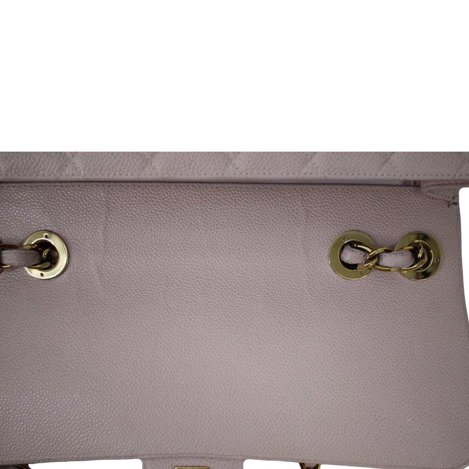 CHANEL Vintage Classic Jumbo Single Flap Caviar Leather Shoulder Bag Dusty Pink