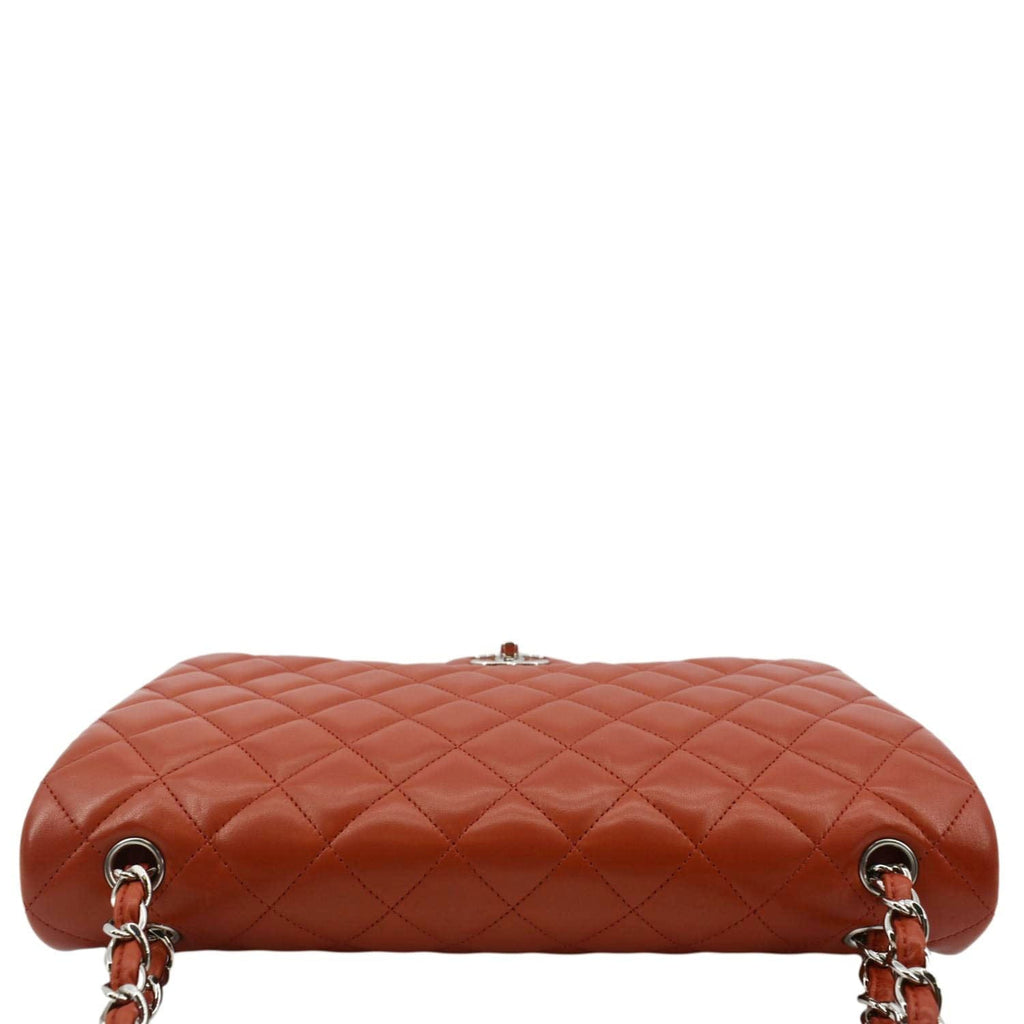 CHANEL Classic Maxi Double Flap Quilted Leather Shoulder Bag Red