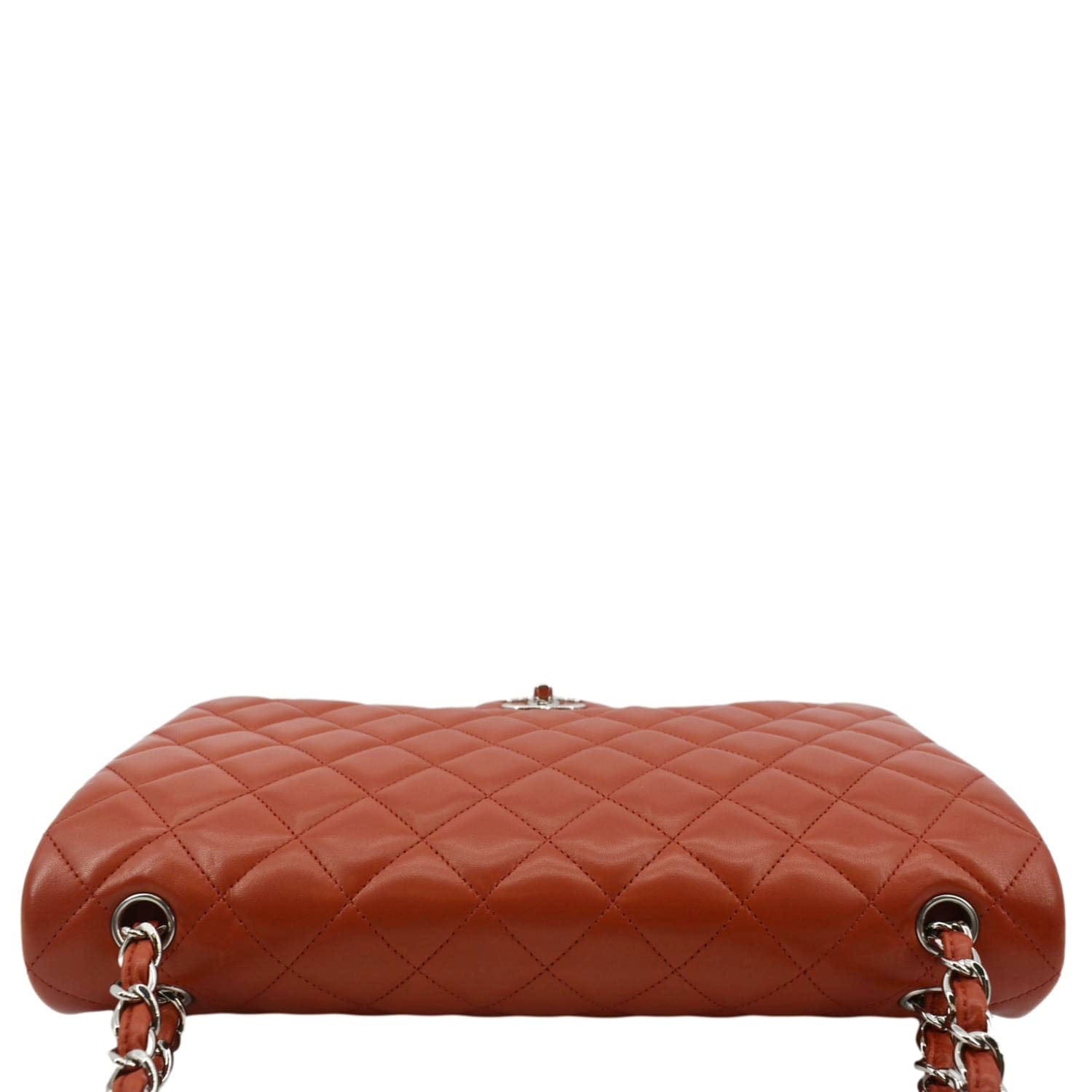 CHANEL Classic Maxi Double Flap Quilted Leather Shoulder Bag Red