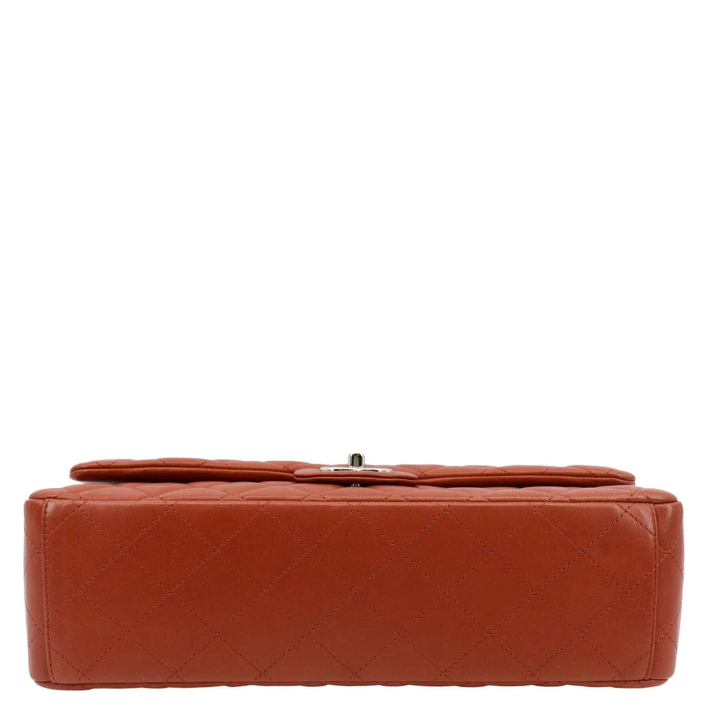 CHANEL Classic Maxi Double Flap Quilted Leather Shoulder Bag Red