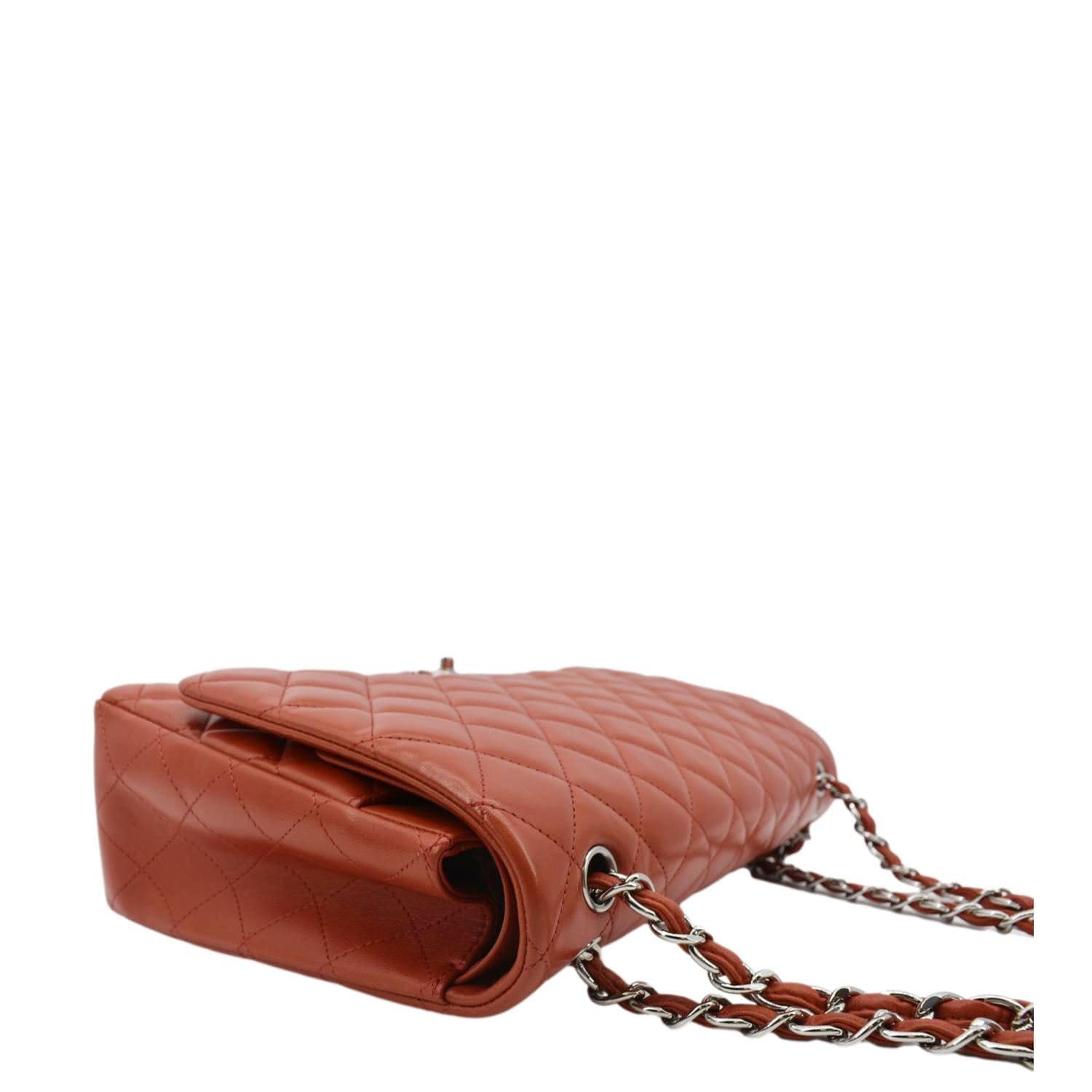 CHANEL Classic Maxi Double Flap Quilted Leather Shoulder Bag Red