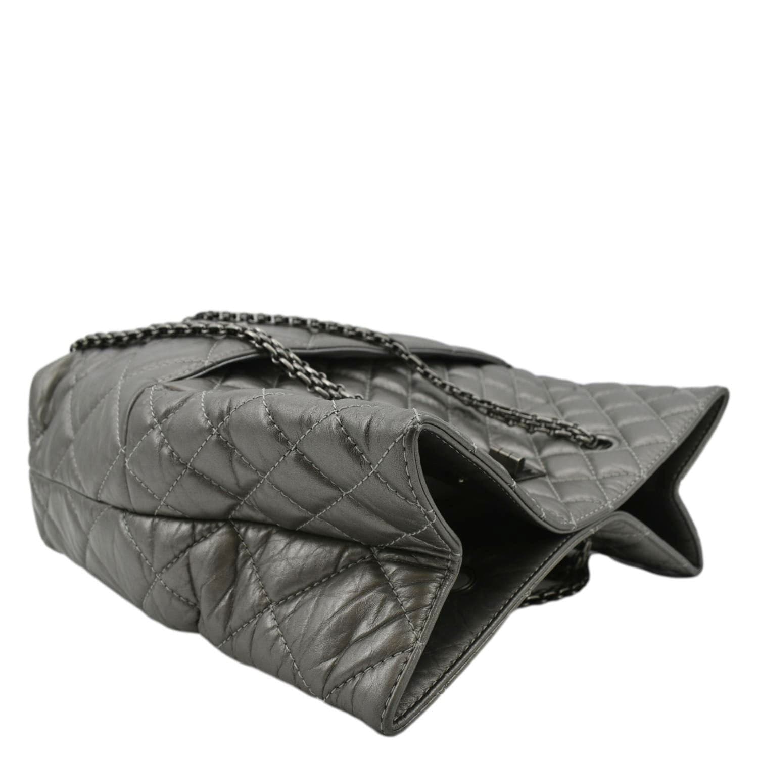 CHANEL Reissue Tall Quilted Aged Calfskin Leather Shoulder Bag Grey