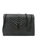YVES SAINT LAURENT Envelope Mix Matelassé Chain Leather Shoulder Bag Black