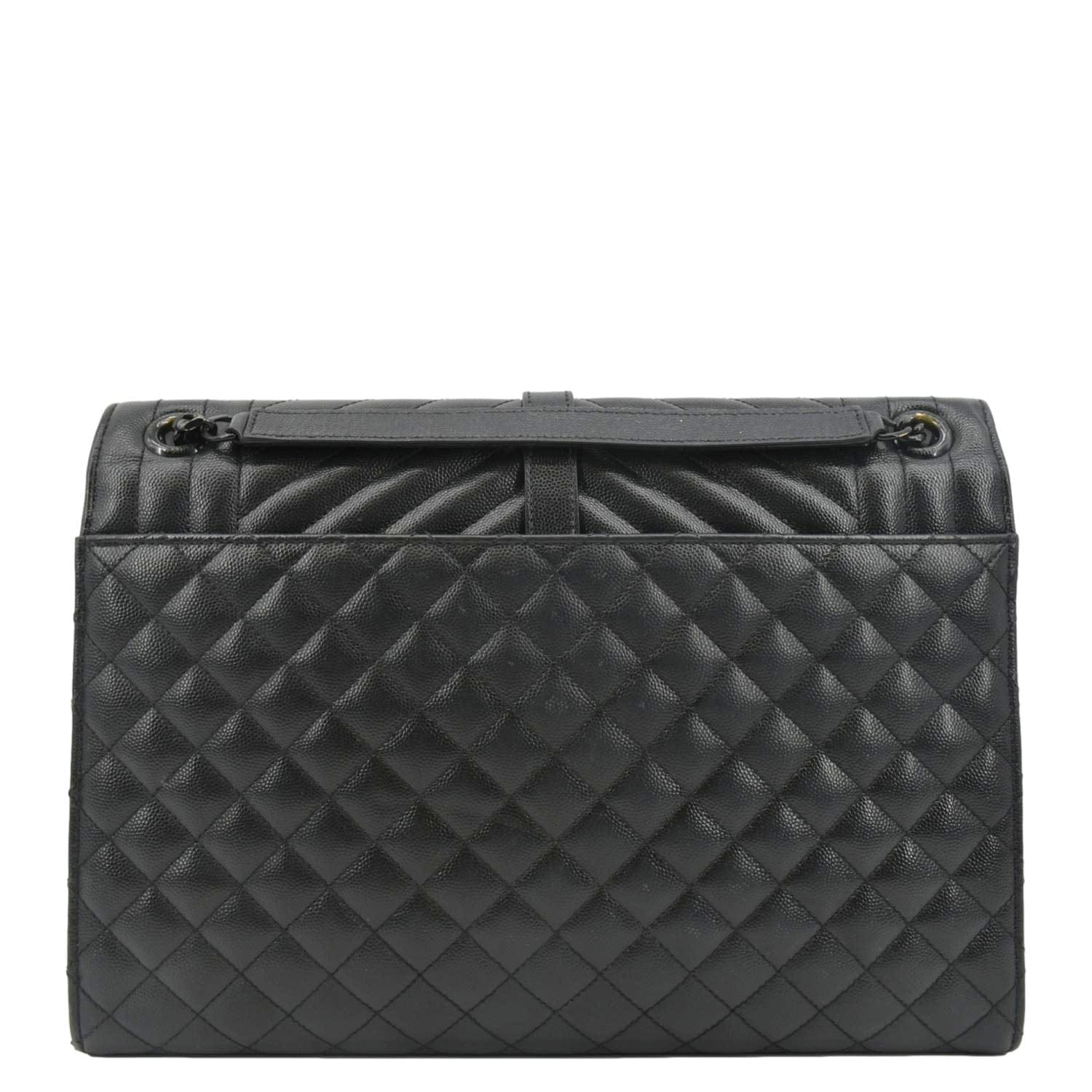 YVES SAINT LAURENT Envelope Mix Matelassé Chain Leather Shoulder Bag Black