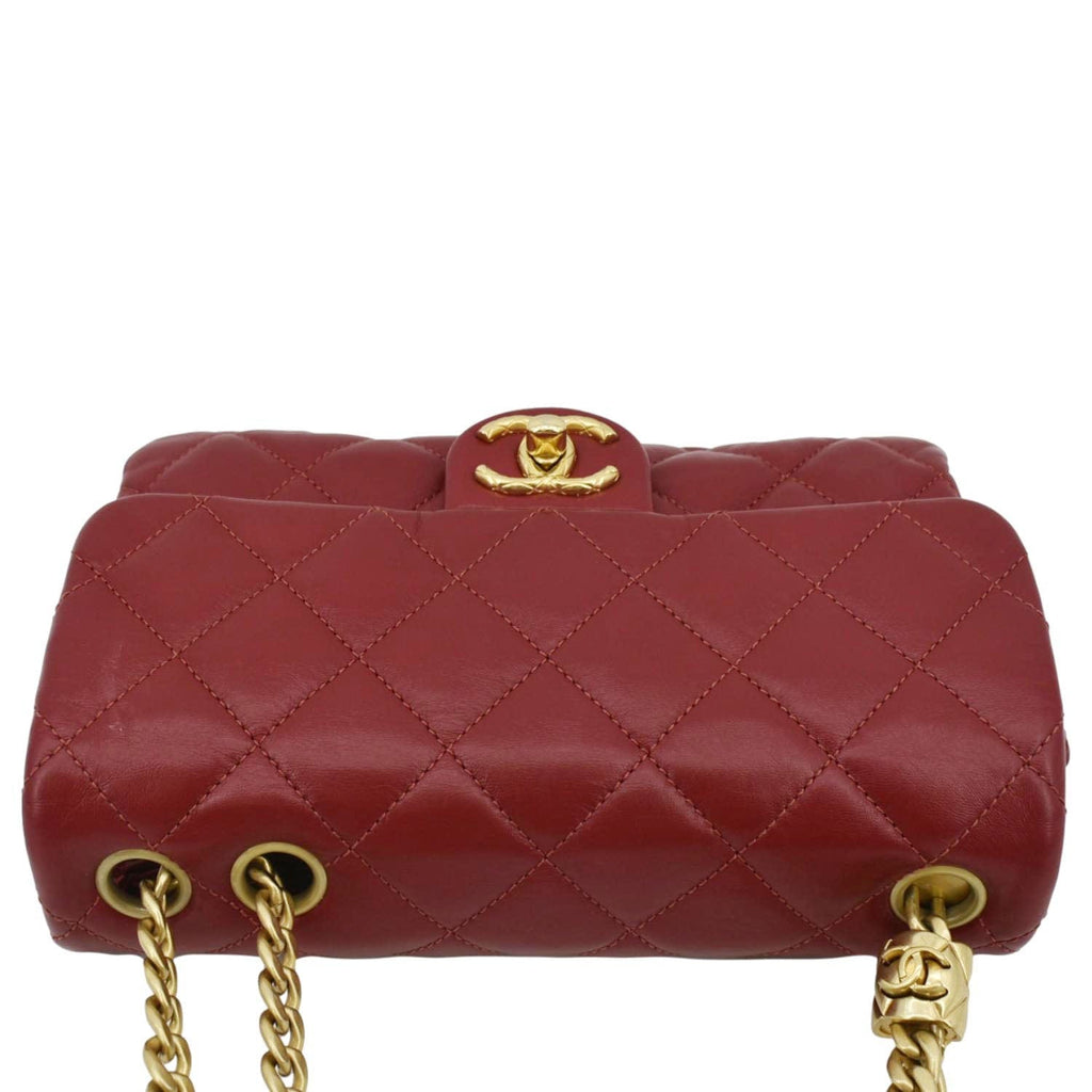CHANEL Small Pillow Crush Flap Quilted Leather Shoulder Bag Red