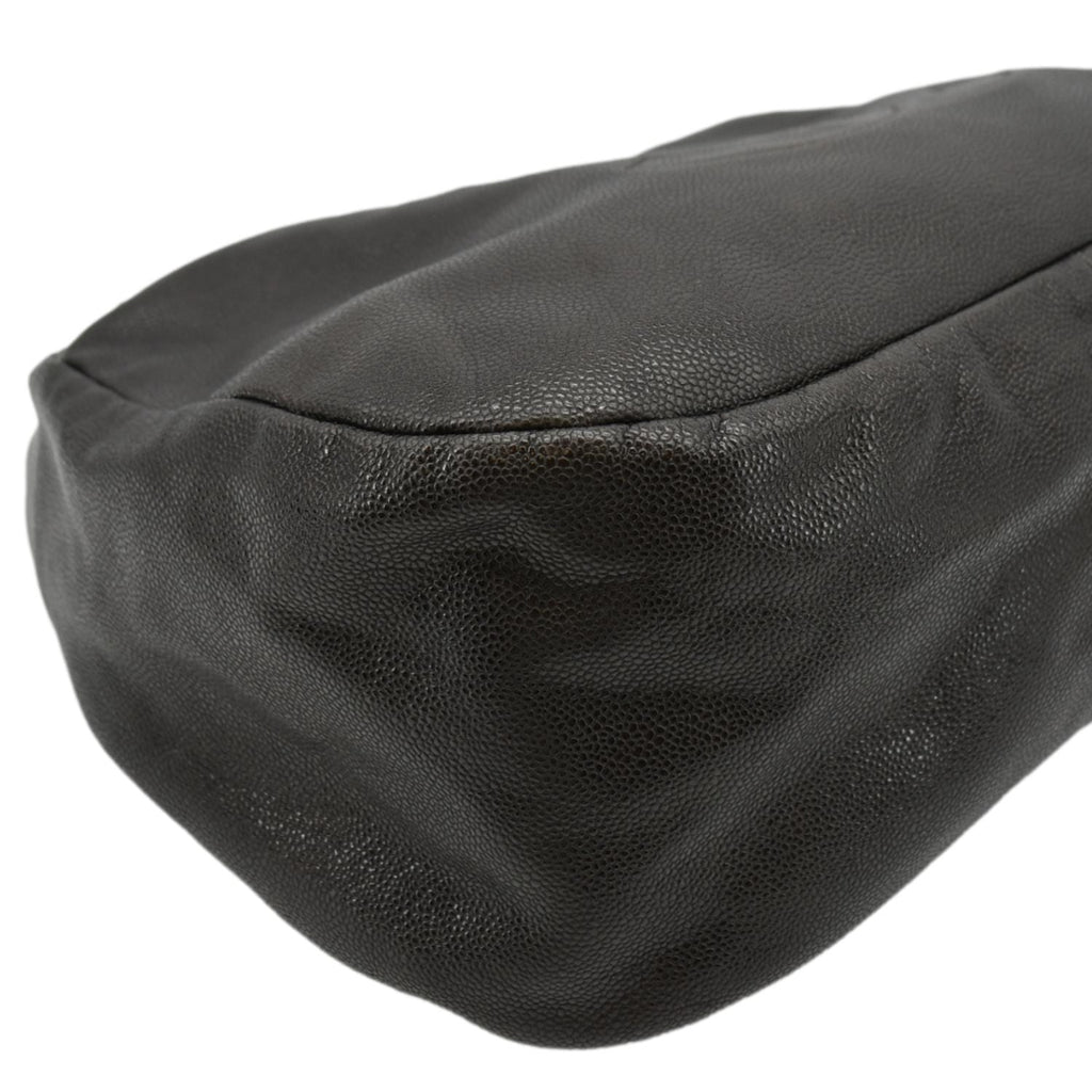 CHANEL CC Caviar Leather Hobo Bag Dark Brown