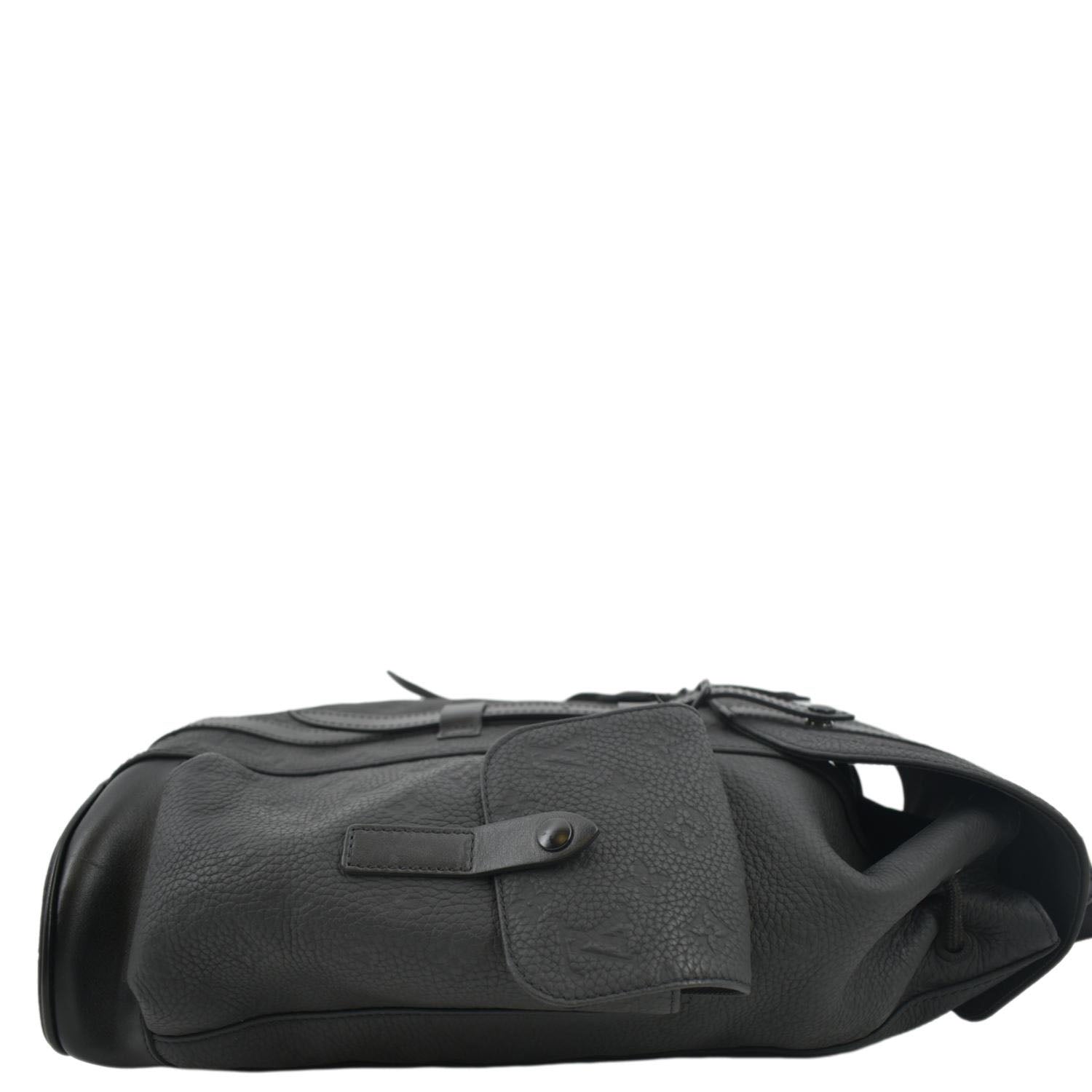 LOUIS VUITTON Christopher PM Monogram Taurillon Leather Backpack Bag Black