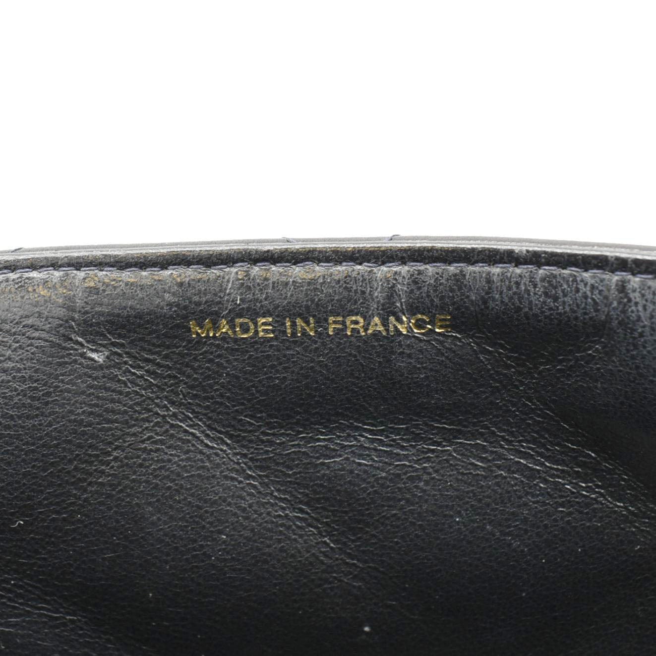 CHANEL Square CC Flap Vintage Quilted Leather Shoulder Bag Black