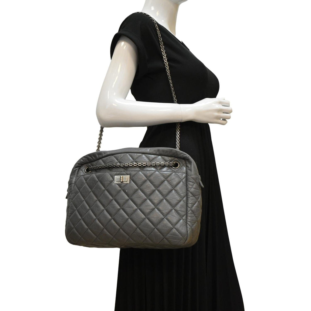 CHANEL Reissue Large Quilted Leather Camera Shoulder Bag Grey