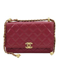 CHANEL CC Mini Flap Quilted Leather Shoulder Bag Magenta