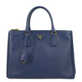 PRADA Galleria Double-Zip small Saffiano Leather Tote Bag Navy Blue