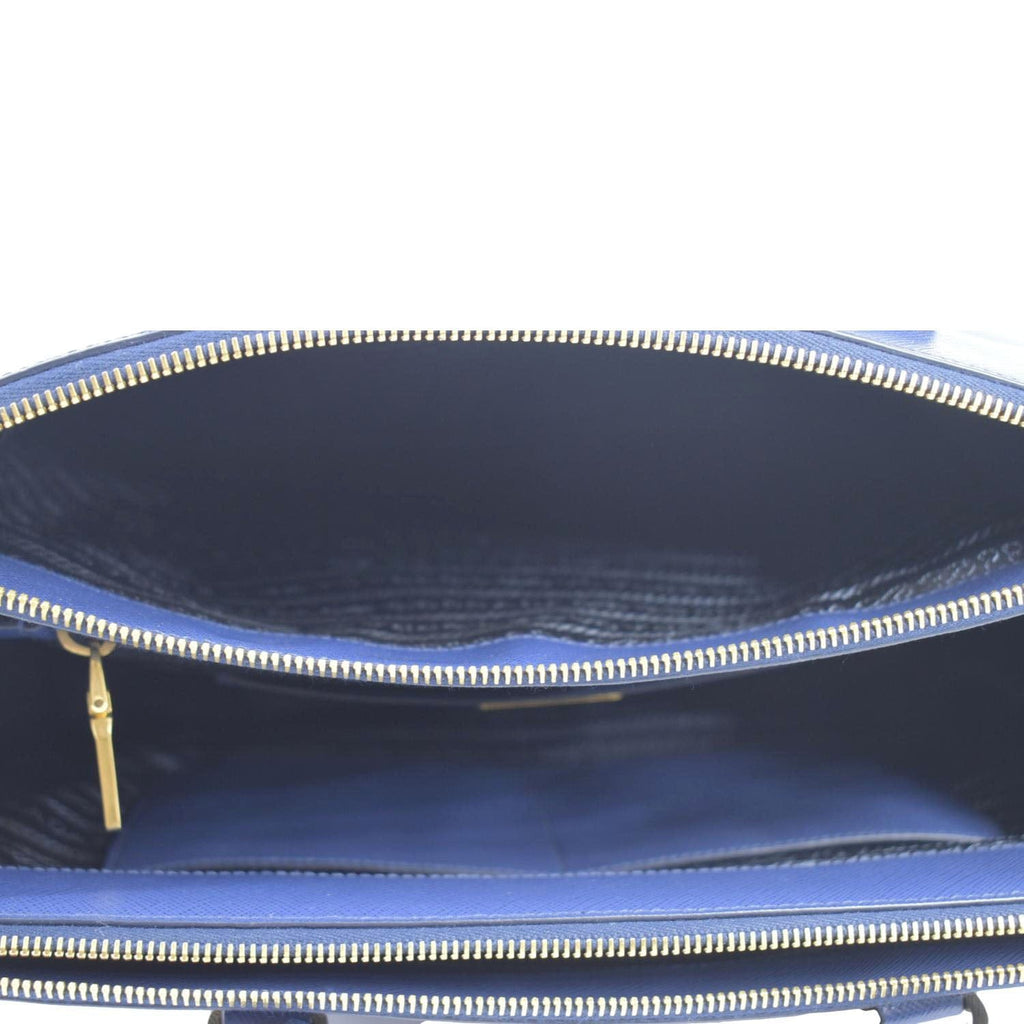 PRADA Galleria Double-Zip small Saffiano Leather Tote Bag Navy Blue