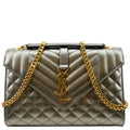 YVES SAINT LAURENT Envelope Medium Matelasse Leather Shoulder Bag Metallic
