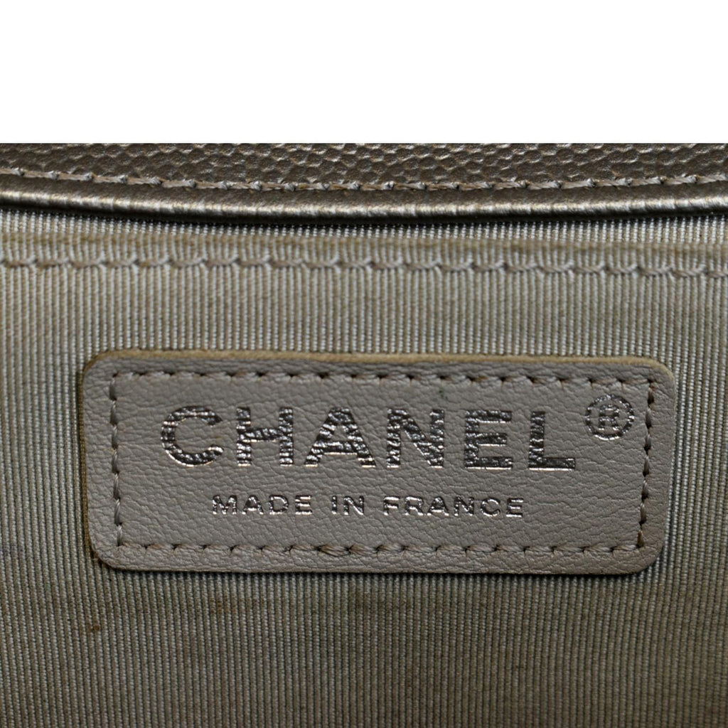 CHANEL Boy Flap Caviar Leather Crossbody Bag Grey