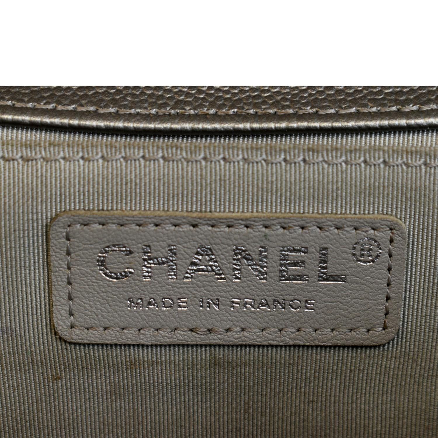 CHANEL Boy Flap Caviar Leather Crossbody Bag Grey