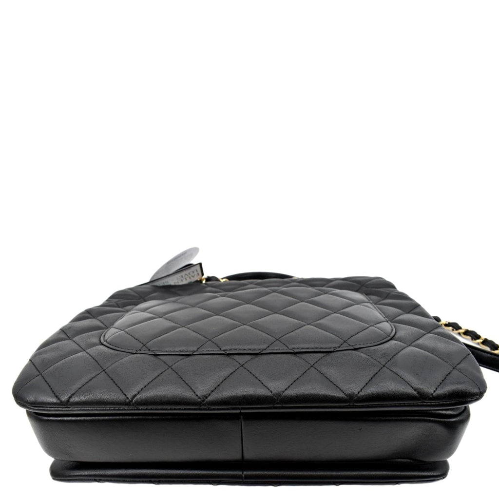 CHANEL Trendy CC Top Handle Flap Quilted Leather Shoulder Bag Black