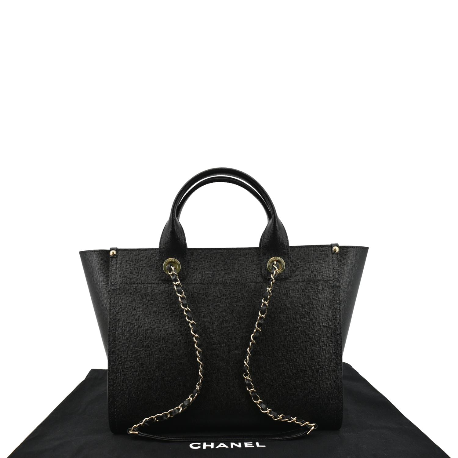 CHANEL Studded Deauville Caviar Leather Tote Bag Black - Hot Deals