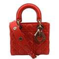 CHRISTIAN DIOR MY ABCDior Small Cannage Lambskin Leather Shoulder Bag Red