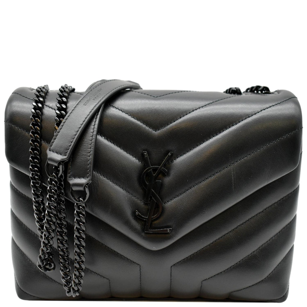 YVES SAINT LAURENT Loulou Small Calfskin Leather Shoulder Bag Black